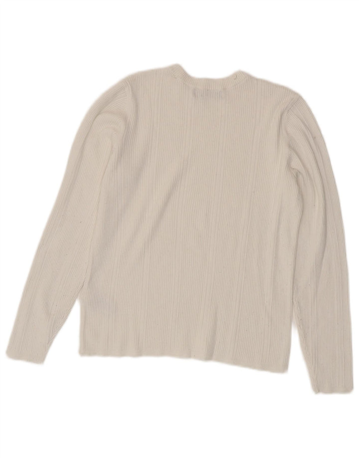 Marks & Spencer Top corto da donna a maniche lunghe UK 14 Viscosa bianca media