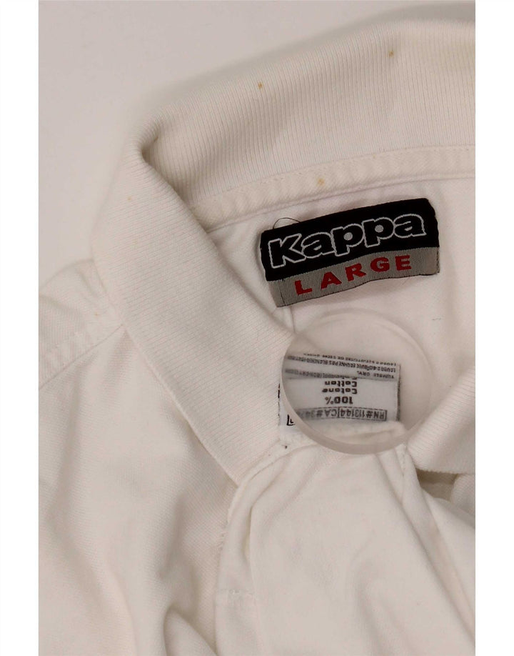 Polo Kappa Uomo Large Bianca In Cotone