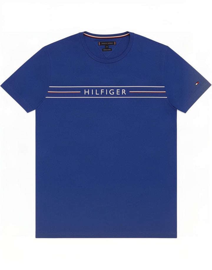 T-shirt grafica da uomo Tommy Hilfiger Top in cotone blu medio
