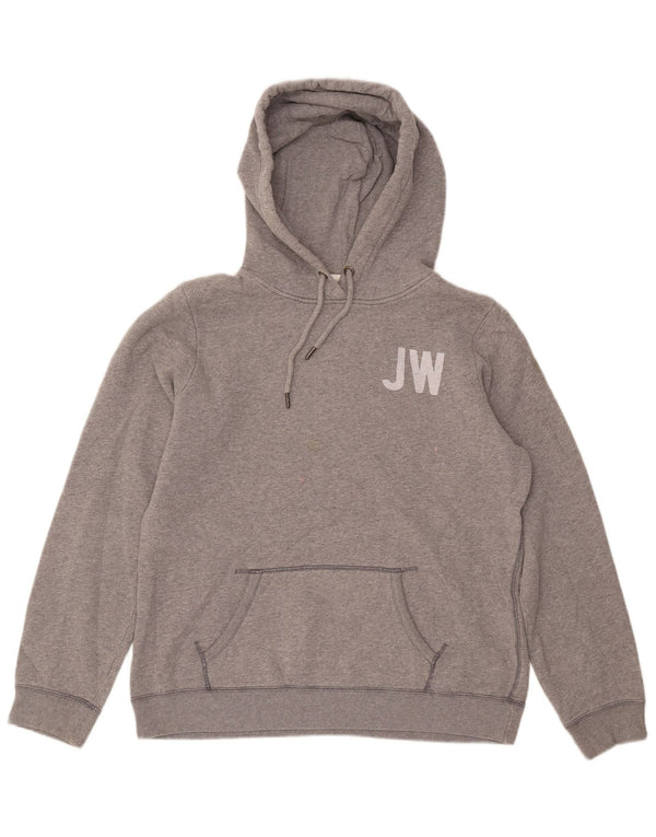JACK WILLS Felpa con cappuccio grafica da donna UK 14 Grande cotone grigio