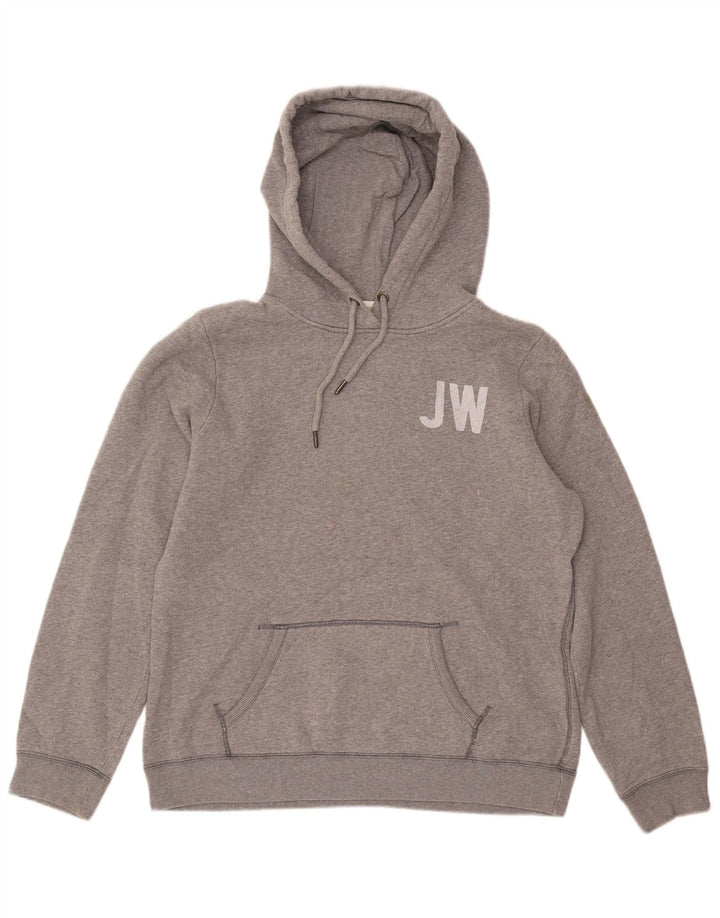 JACK WILLS Felpa con cappuccio grafica da donna UK 14 Grande cotone grigio