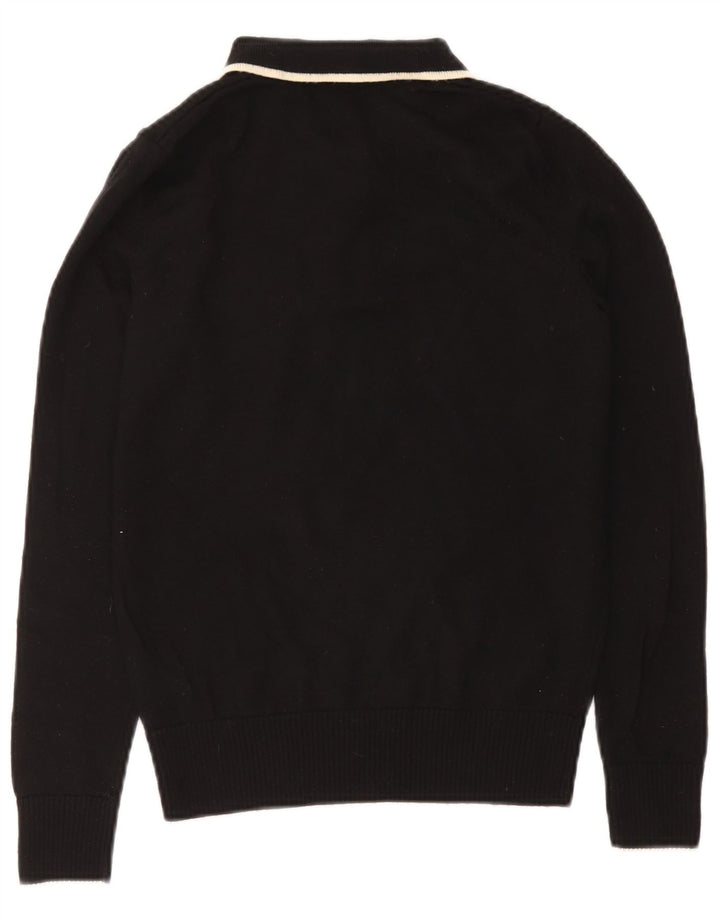 Maglione maglione da donna con collo alto Fred Perry UK 10 piccolo in lana nera