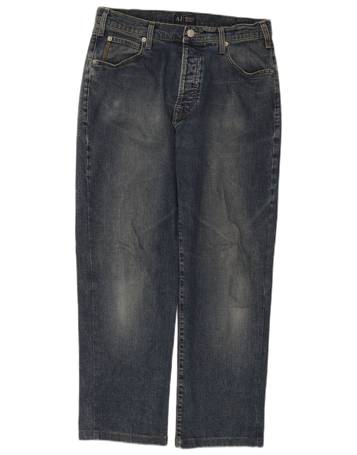 Armani Mens Straight Jeans W32 L27 Navy Blue Cotton
