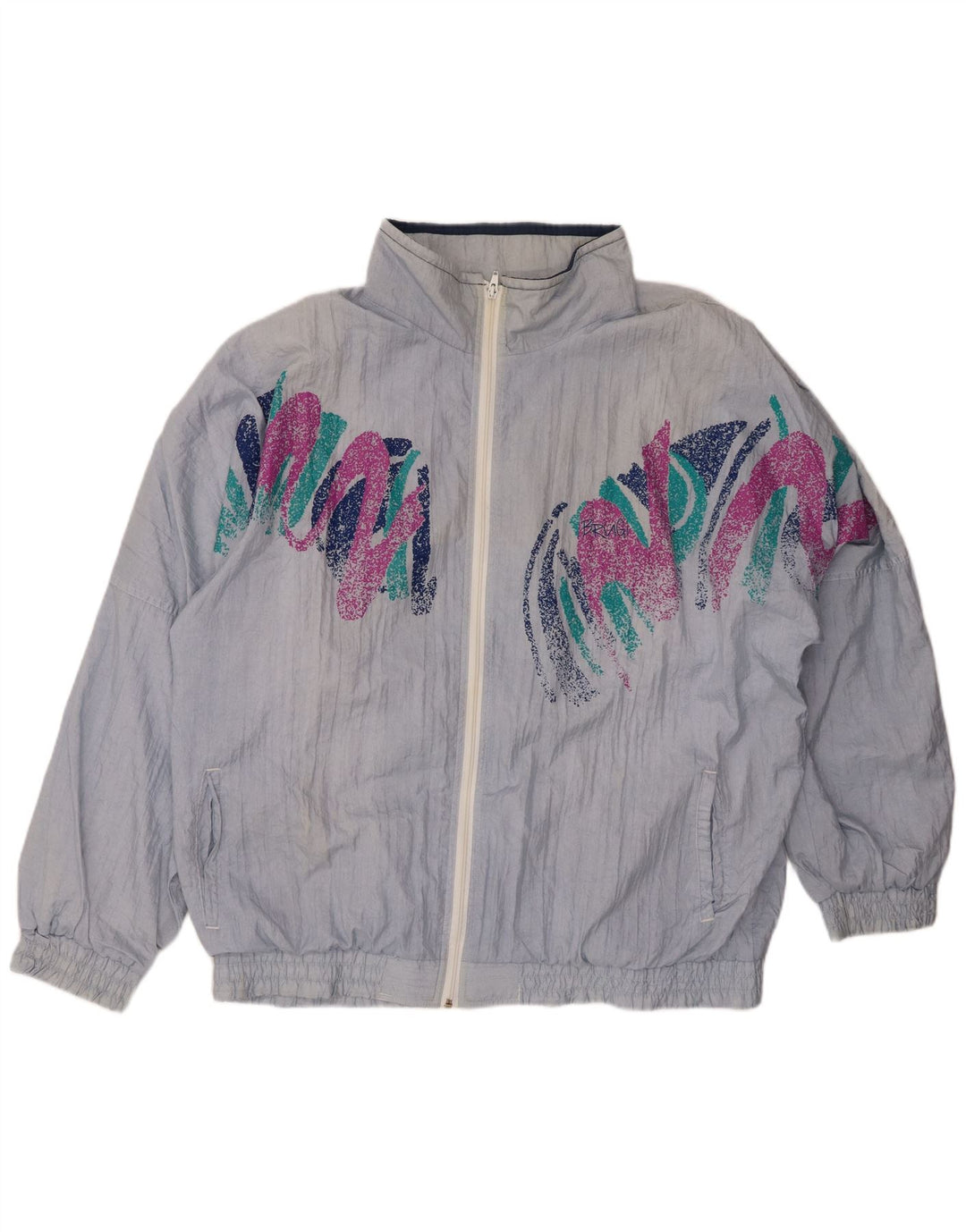 BRUGI Giacca da tuta grafica da uomo vestibilità ampia XL blu poliestere