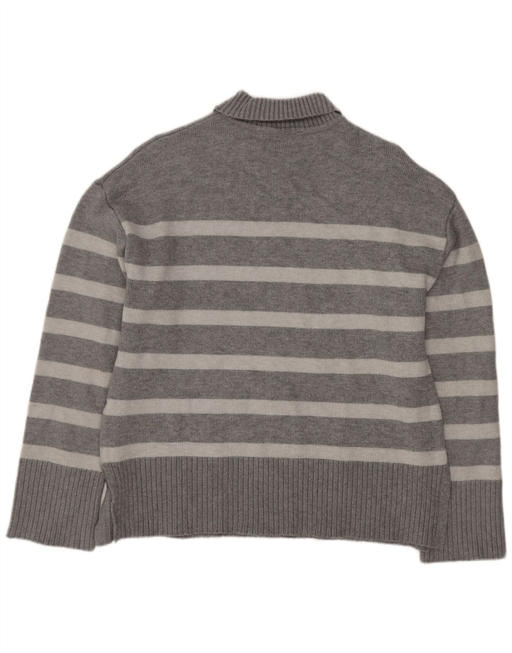 Maglione maglione oversize con collo dolcevita da donna Zara UK 10 piccolo grigio a righe