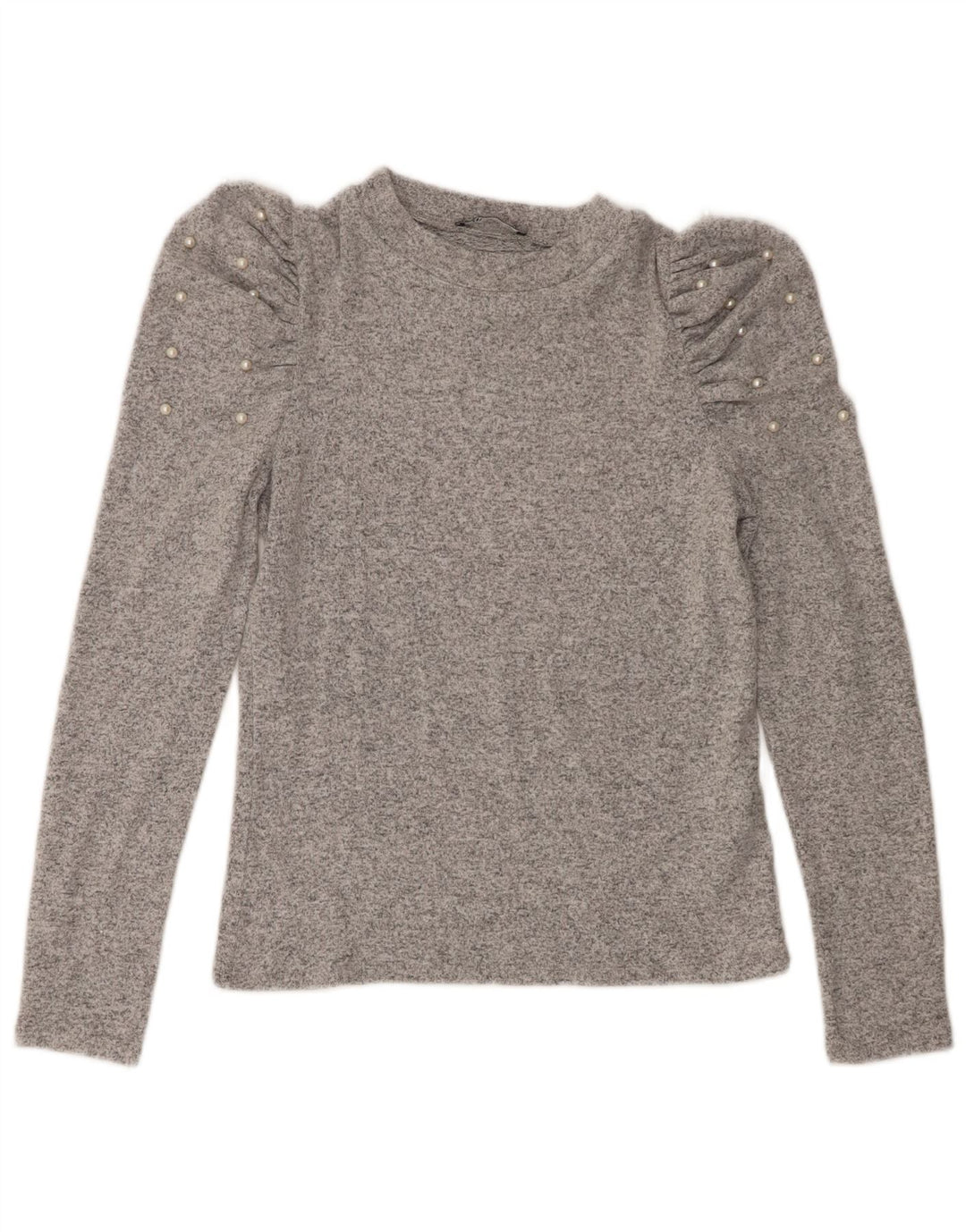 Top Zara da donna a maniche lunghe UK 12 Viscosa chiazzata grigio medio
