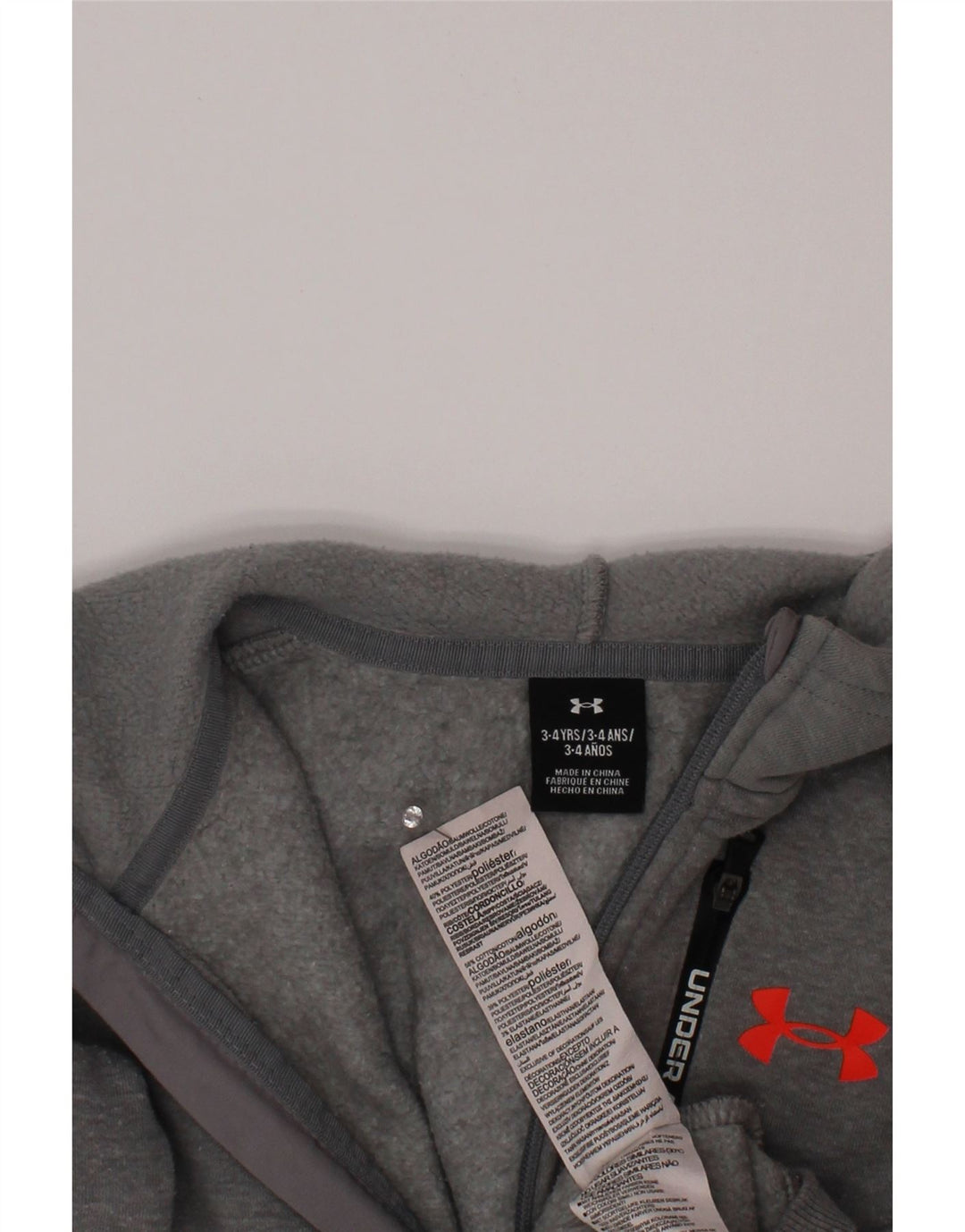 Felpa con cappuccio e zip per ragazzi UNDER ARMOUR 3-4 anni grigia