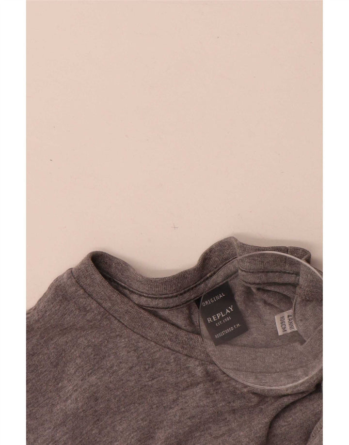 Replay Top grafico da bambino a maniche lunghe 3-4 anni in cotone grigio
