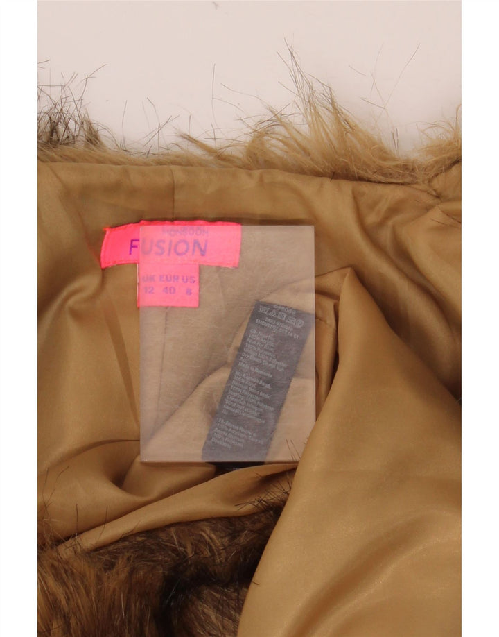 MONSOON Giacca bolero da donna con maniche a 3/4 in pelliccia sintetica UK 12 Beige medio
