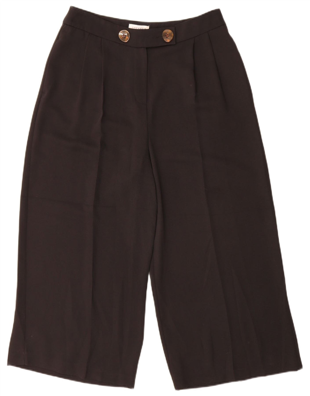 Topshop Pantaloni Capri con pegging da donna UK 12 Medium W30 L21 Poliestere nero
