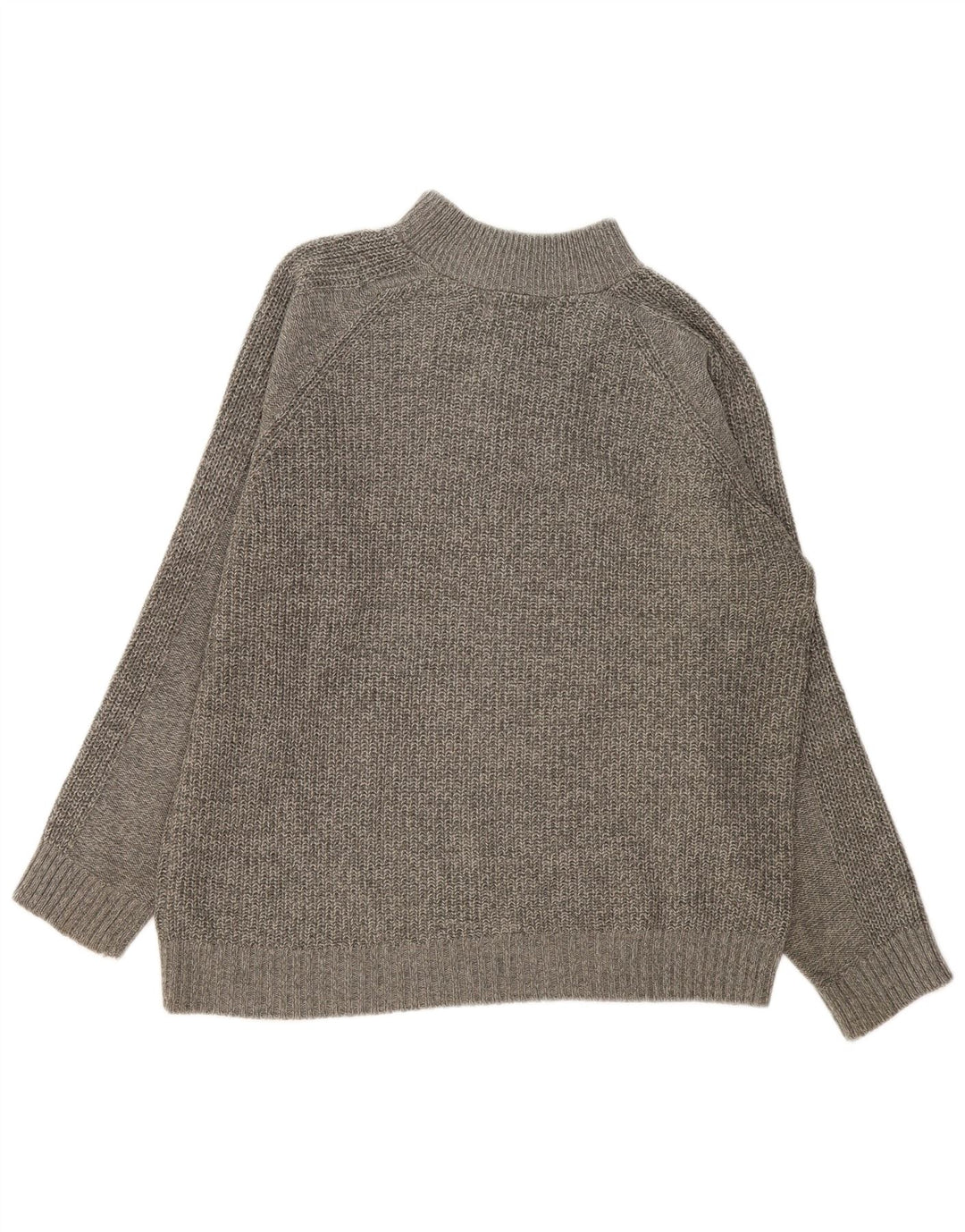 Maglione da uomo Marks & Spencer con zip e collo grande in acrilico chiazzato grigio