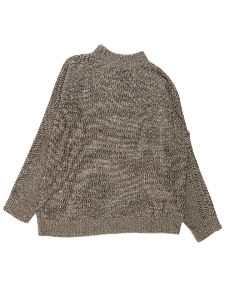 Maglione da uomo Marks & Spencer con zip e collo grande in acrilico chiazzato grigio