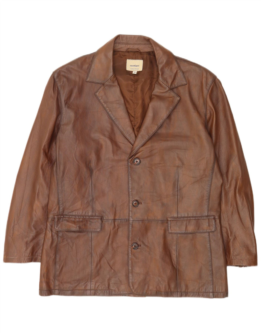 Giacca Blazer in Pelle da Uomo a 3 Bottoni Conbipel IT 56 2XL Marrone