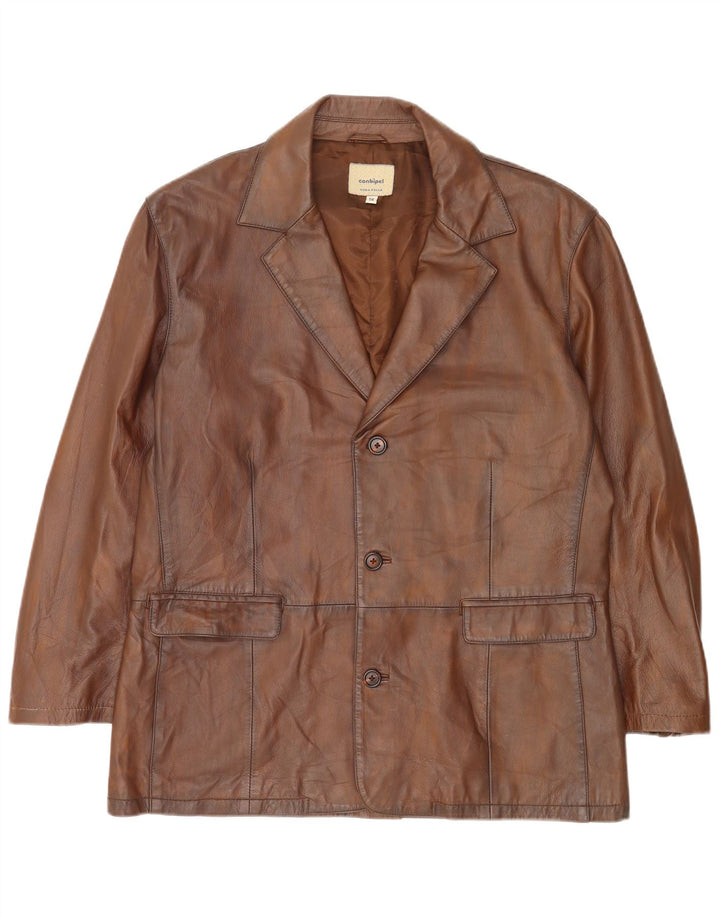 Giacca Blazer in Pelle da Uomo a 3 Bottoni Conbipel IT 56 2XL Marrone