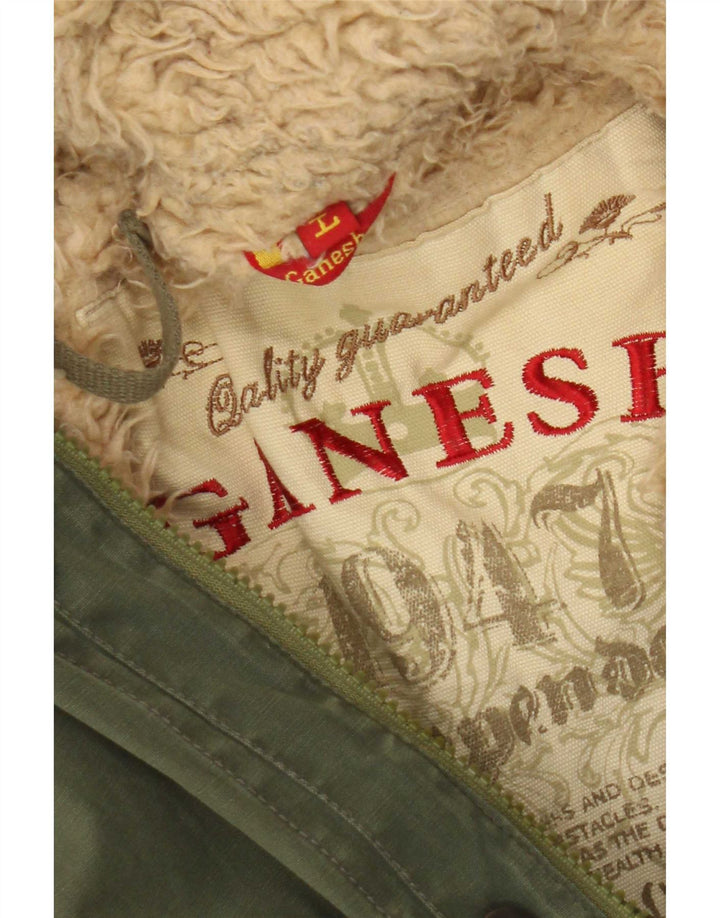 Ganesh Parka da uomo con cappuccio UK 40 grande cotone kaki