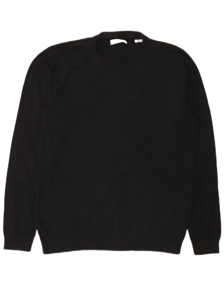 Jack & Jones Maglione da uomo con scollo a V grande cotone nero