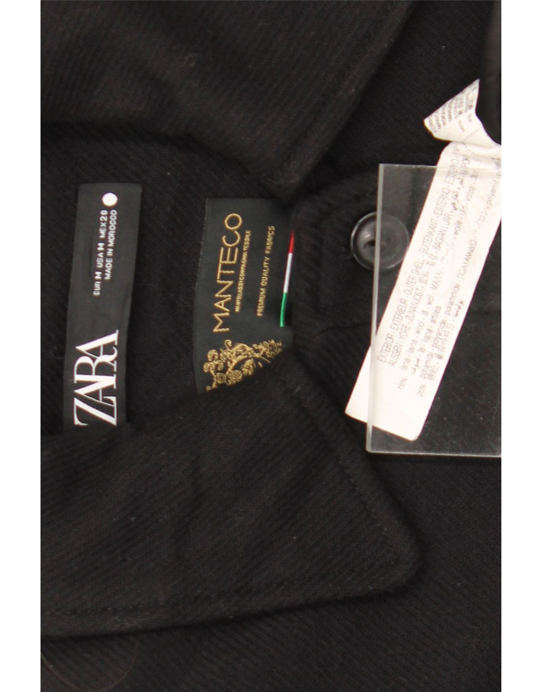 Cappotto Zara da donna UK 14 medio in lana nera