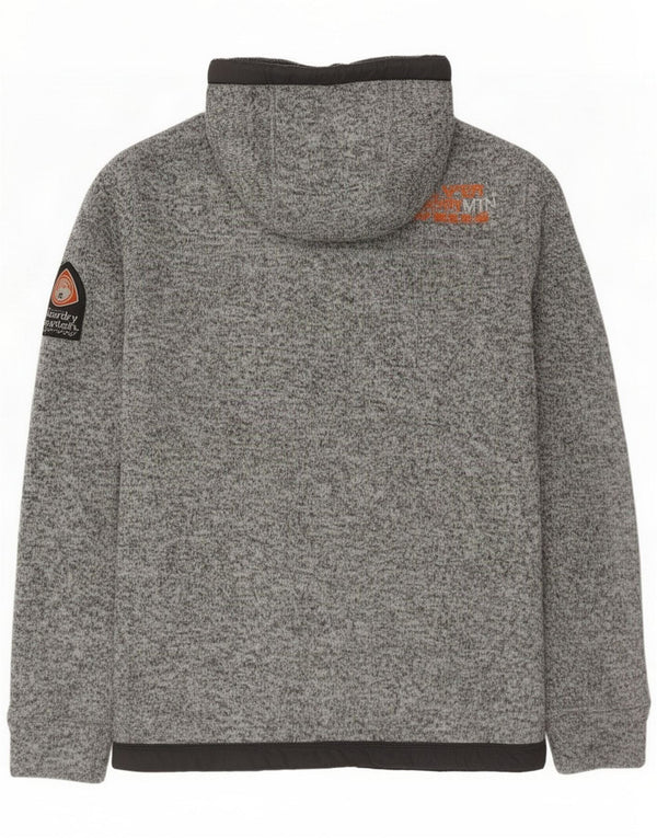 Superdry Maglione con cappuccio e zip grafica da uomo piccolo in poliestere chiazzato grigio