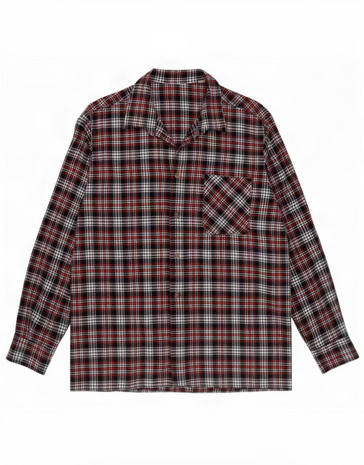 Camicia vintage da uomo in flanella taglia 43 grande motivo a quadri multicolore