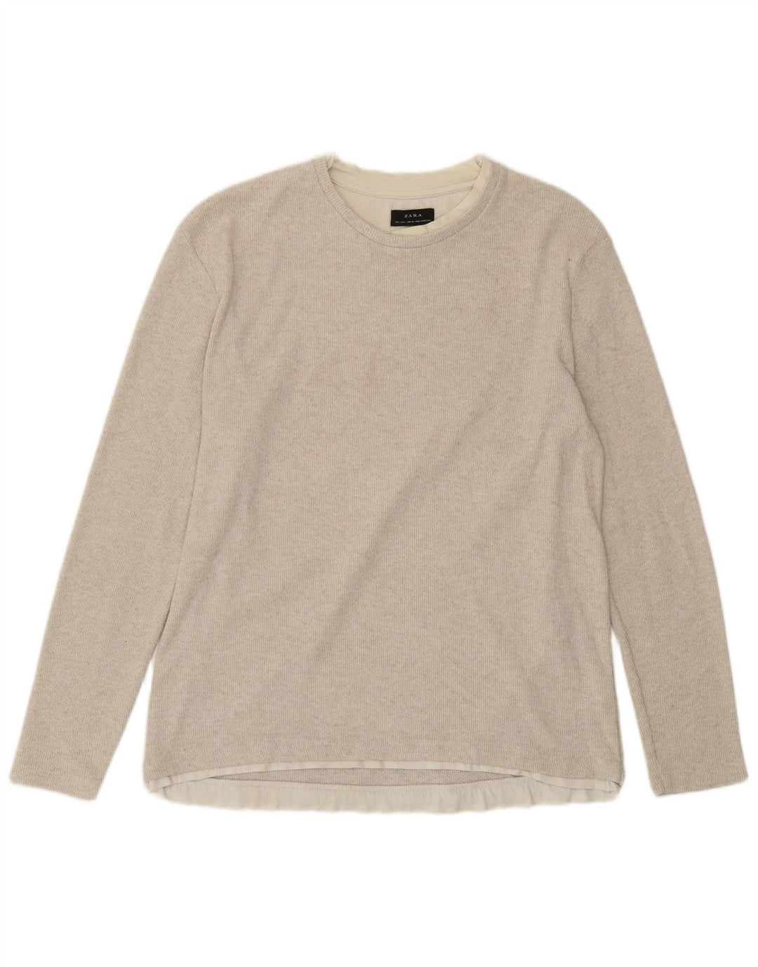 Maglia ZARA da donna a maniche lunghe UK 16 grande in cotone beige