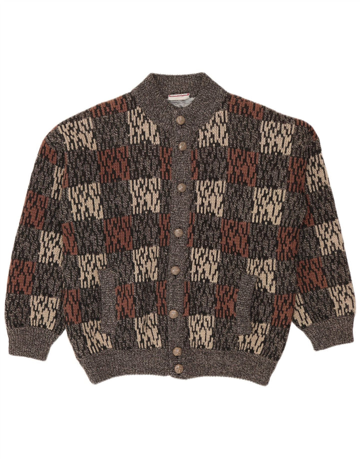 Maglione cardigan vintage da uomo con motivo astratto IT 50 Grigio medio
