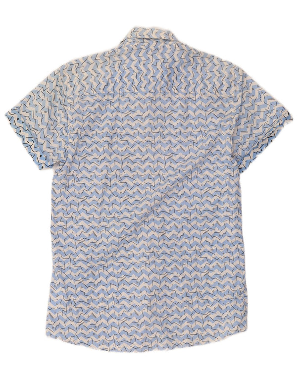 Camicia a maniche corte da uomo Jack & Jones in cotone geometrico blu medio