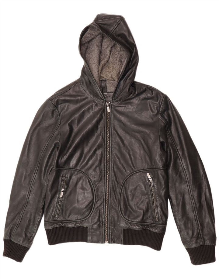 Giacca in Pelle Uomo Conbipel con Cappuccio IT 50 Large Pelle di Agnello Nera