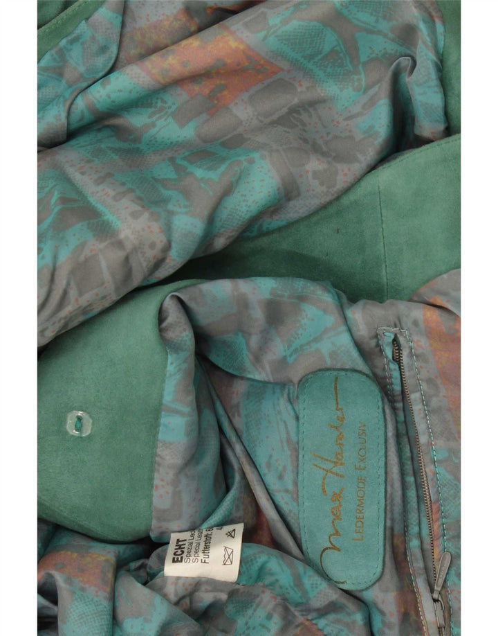 Soprabito vintage in pelle scamosciata da donna UK 18 XL in pelle verde