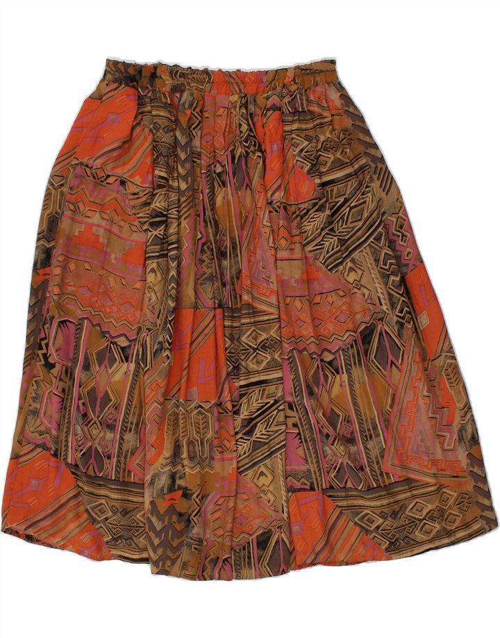 GAZELLE Womens Abstract Pattern A-Line Skirt IT 42 Medium W32 Brown Vintage Gazelle and Second-Hand Gazelle from Messina Hembry 