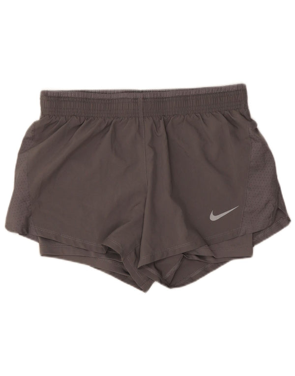 Pantaloncini sportivi Nike Dri Fit da donna UK 10 piccoli grigi