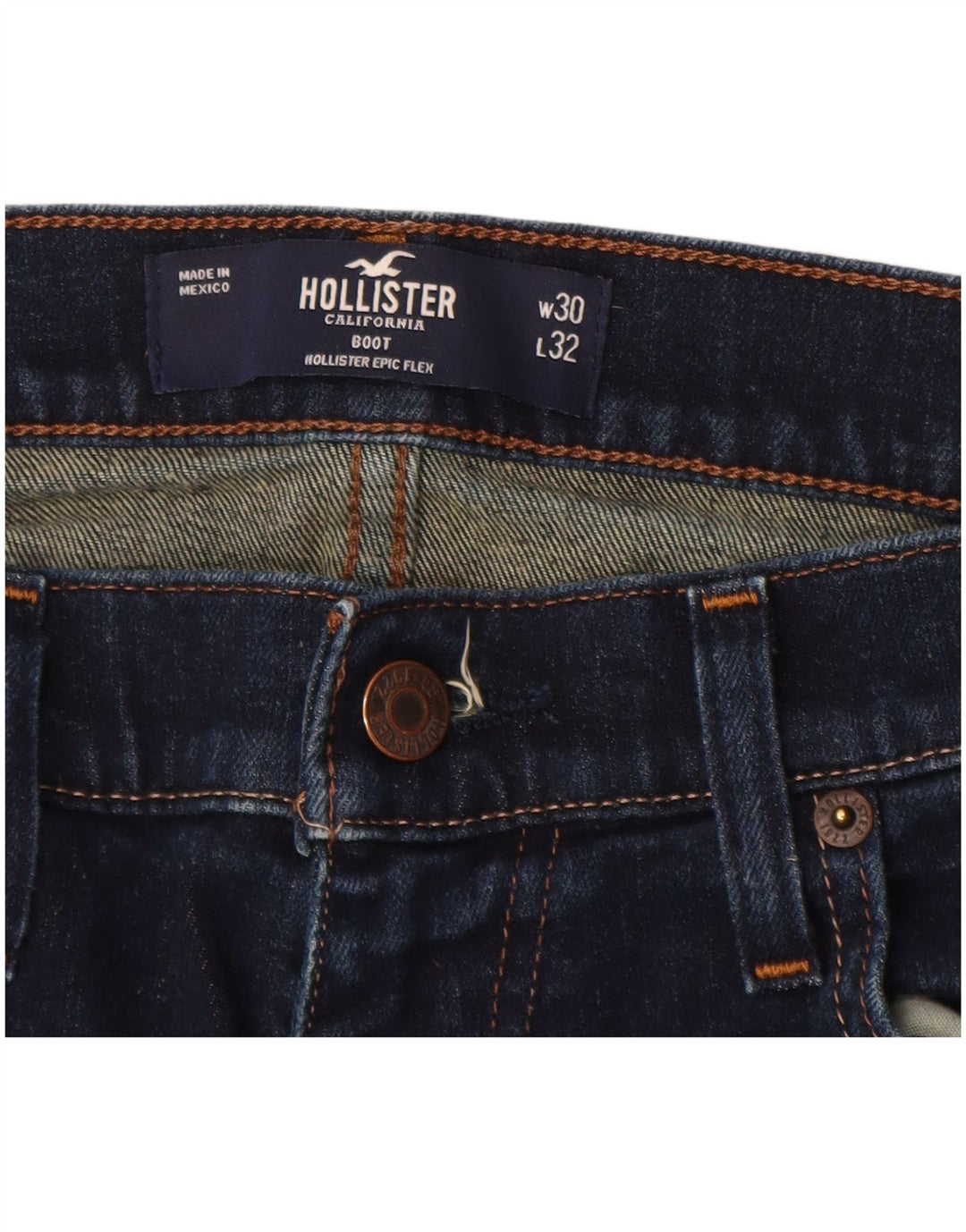 Jeans Bootcut da donna HOLLISTER W30 L32 cotone blu navy