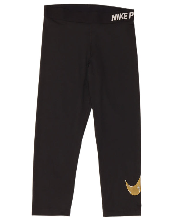 Leggings Nike Dri Fit Graphic Capri da donna UK 12 medio nero poliestere
