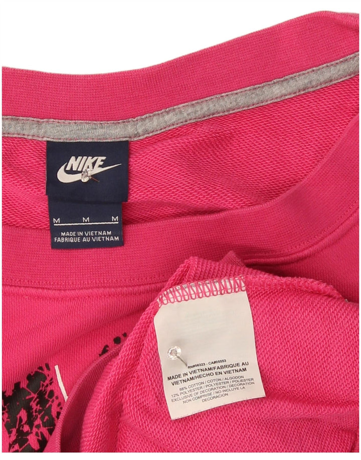 Felpa con grafica Nike da donna, maglione UK 12, cotone rosa medio