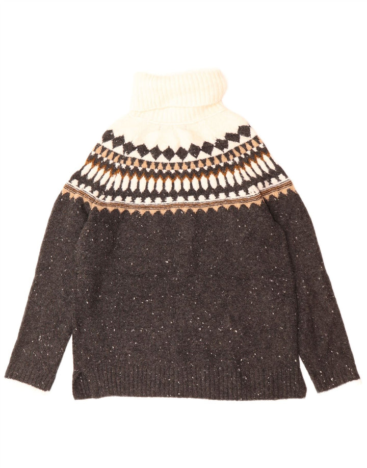 Maglione maglione a collo alto da donna Marks & Spencer UK 10 Small Grey Fair Isle