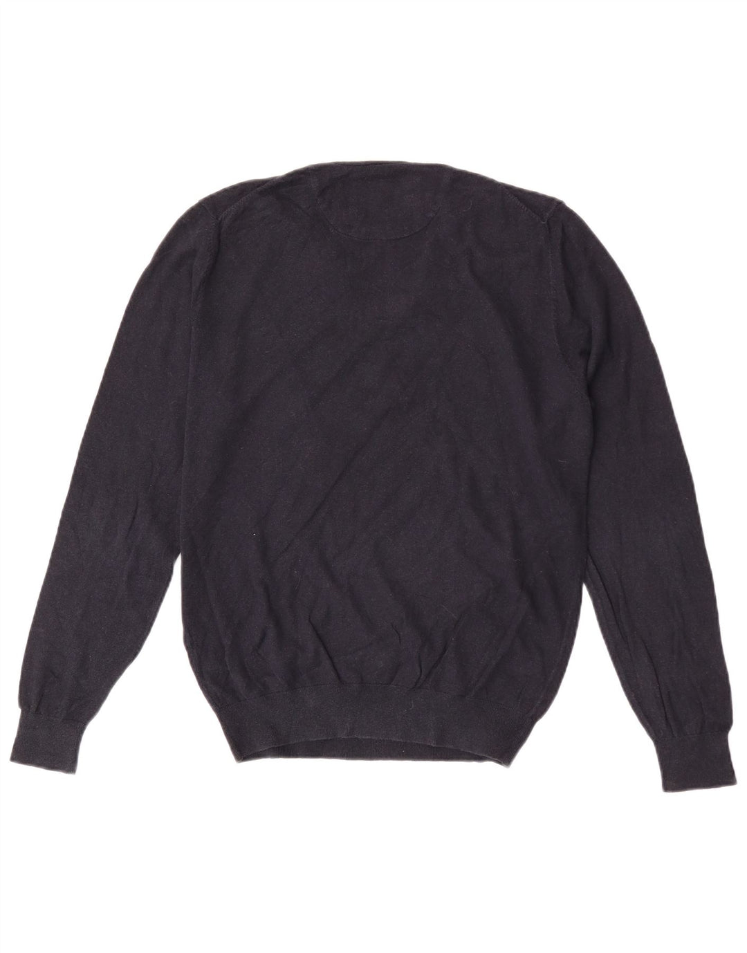 Massimo Dutti Maglione da uomo con scollo a V in cotone medio blu navy