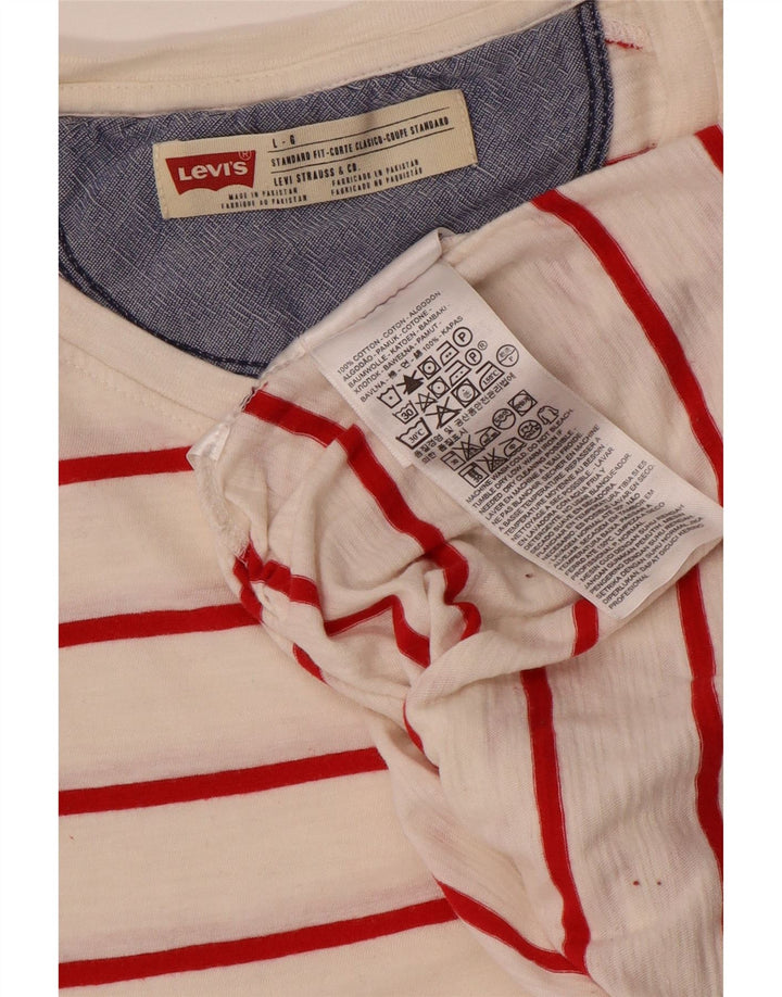 Levi's Top da uomo a maniche lunghe in cotone a righe larghe bianche
