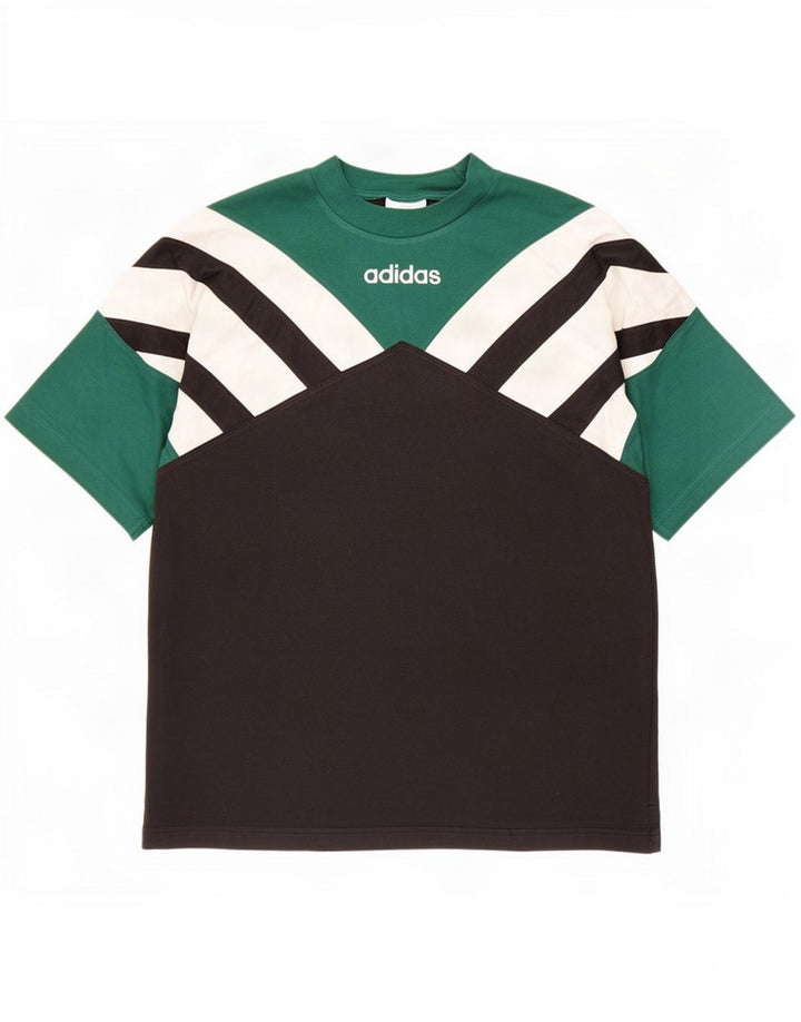 T-shirt da uomo Adidas Top Small nera in cotone color block