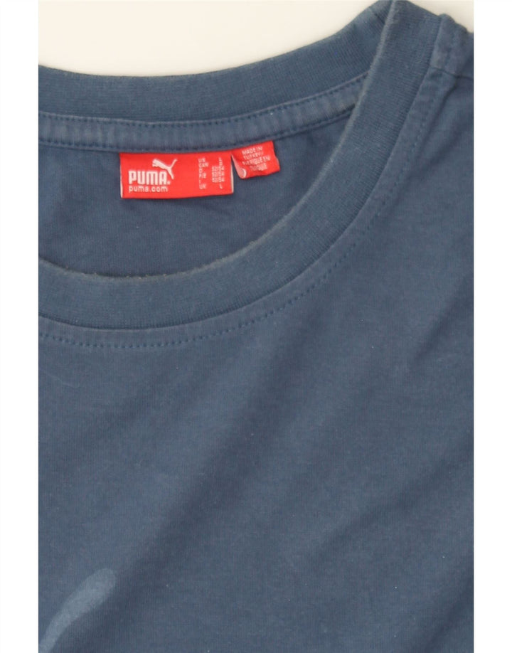 PUMA Mens Graphic T-Shirt Top Large Blue Vintage Puma and Second-Hand Puma from Messina Hembry 