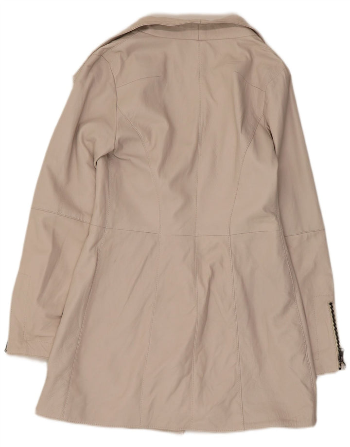 Cappotto in pelle da donna vintage IT 42 medio in pelle bianco sporco