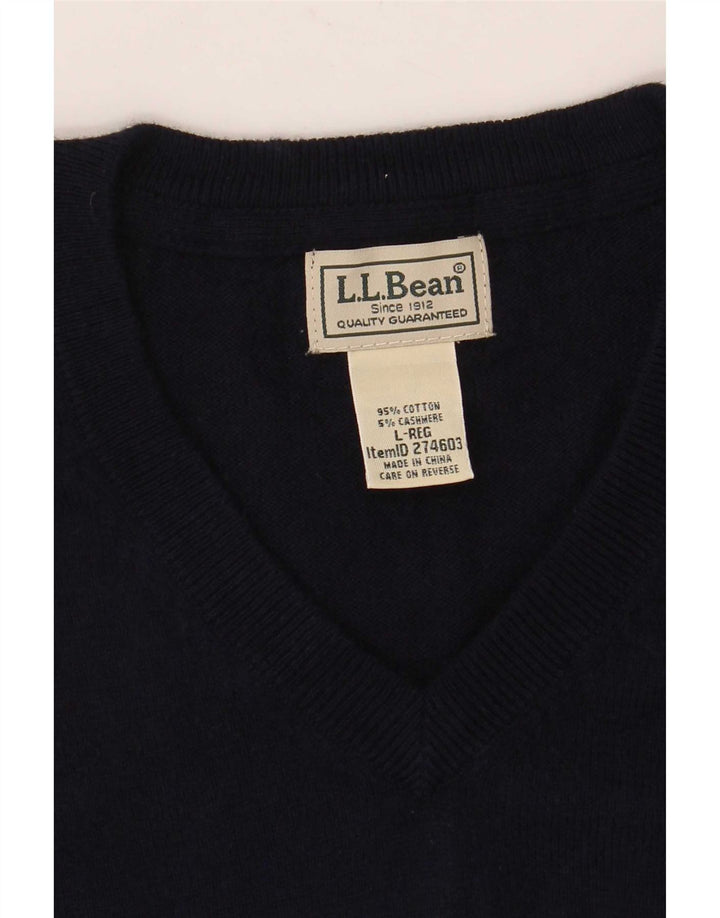 Maglione da uomo con scollo a V L.L.Bean, grande cotone blu navy