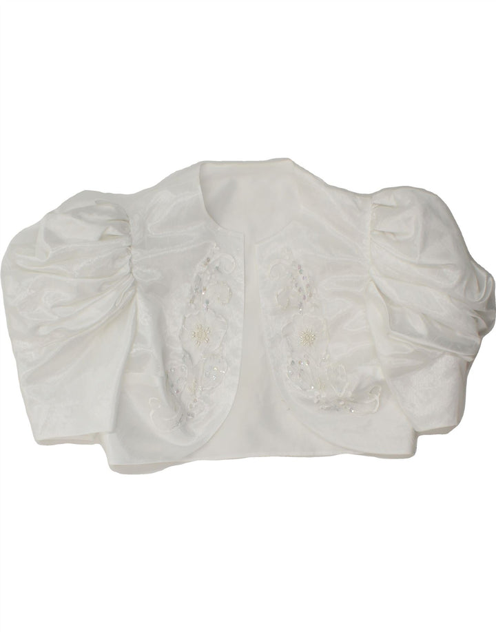 VINTAGE Womens Bolero Top UK 12 Medium White Polyester Vintage Vintage and Second-Hand Vintage from Messina Hembry 
