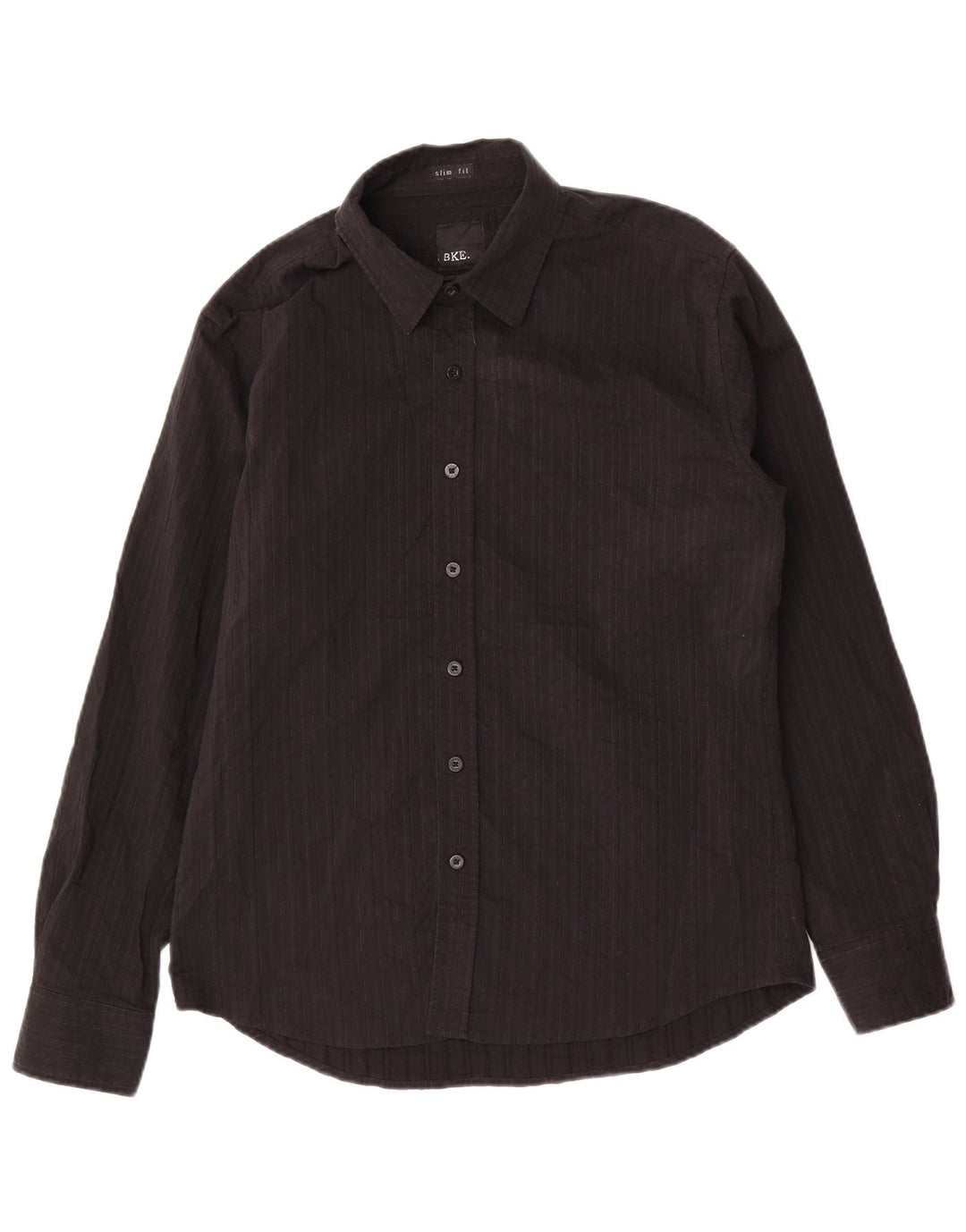 BKE Mens Slim Fit Shirt Large Black Pinstripe Cotton