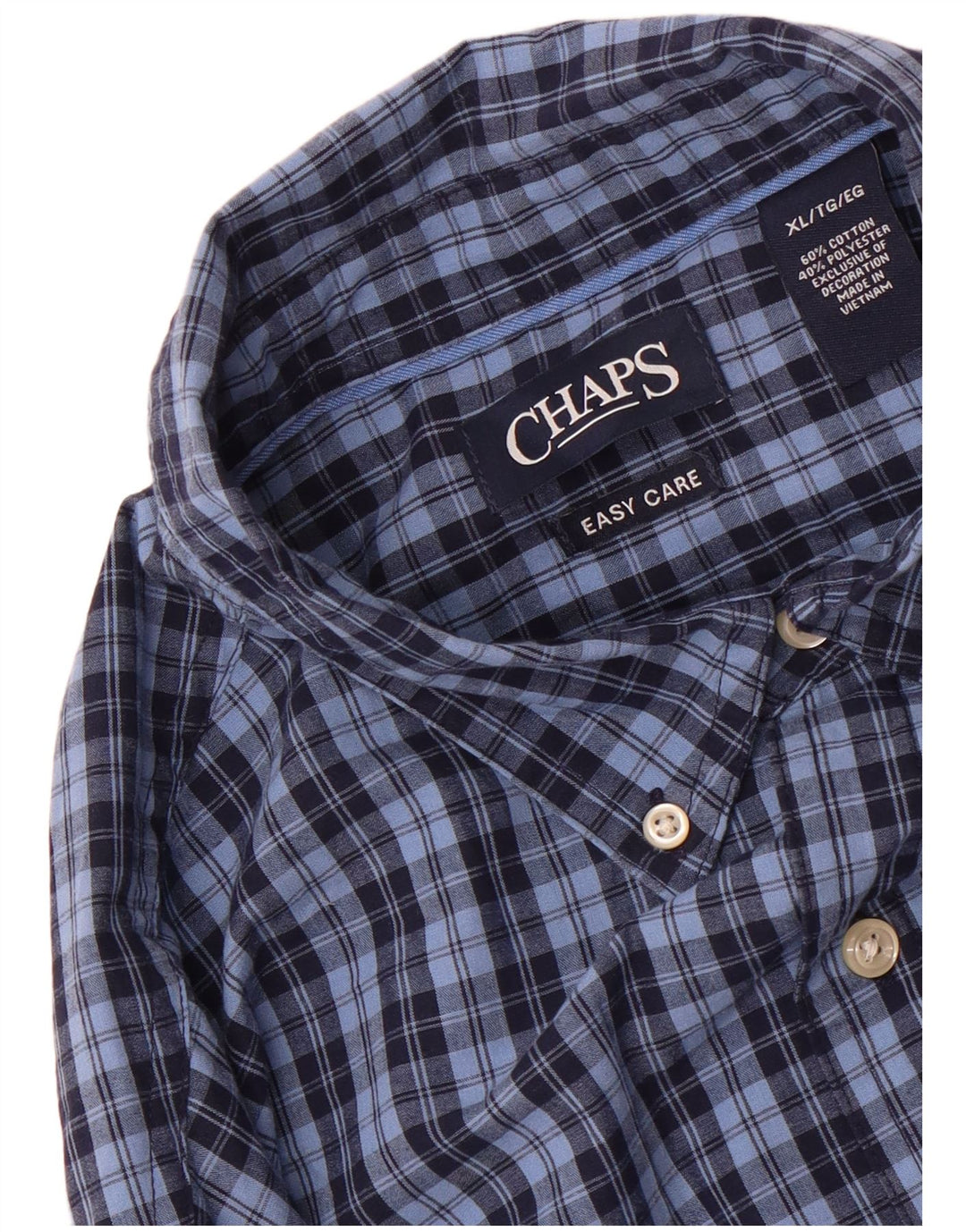 Chaps Camicia da uomo in flanella XL in cotone a quadri blu