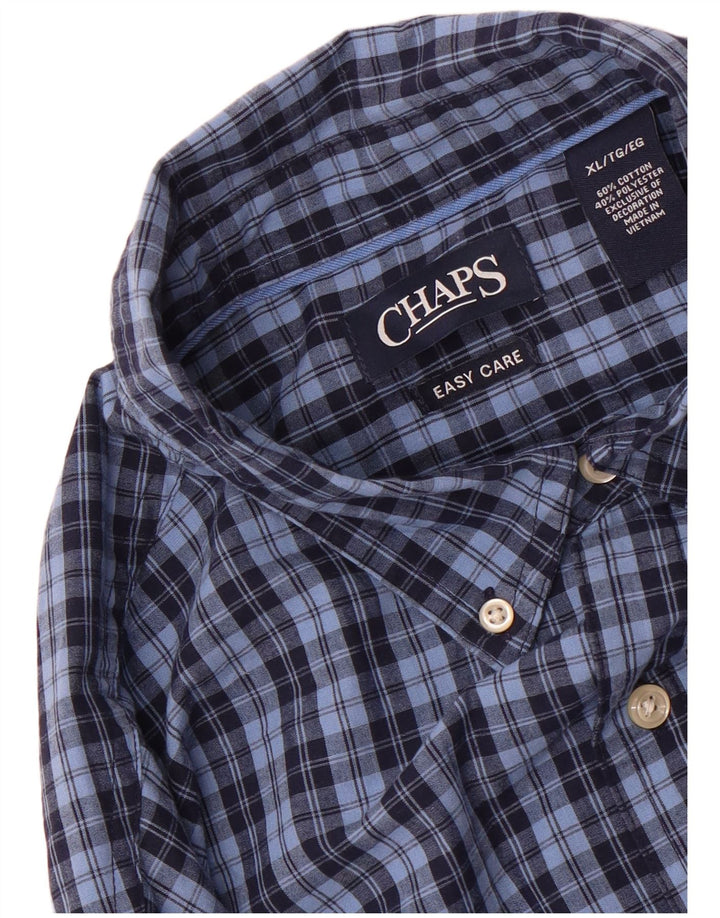 Chaps Camicia da uomo in flanella XL in cotone a quadri blu