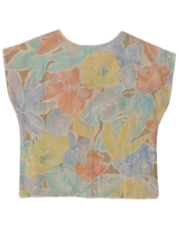 Top corto da donna improvvisato in camicetta UK 10 Piccolo poliestere floreale multicolore