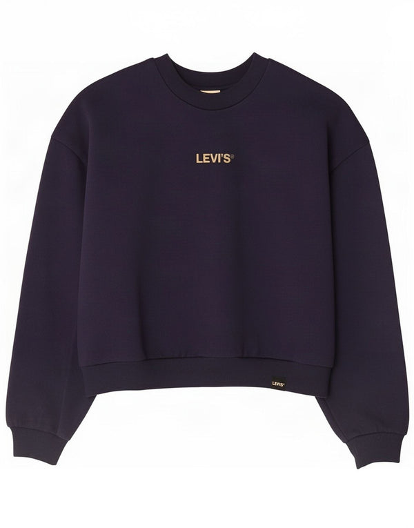 Levi's Donna Crop Oversize Felpa Maglione UK 10 Piccolo Blu Navy