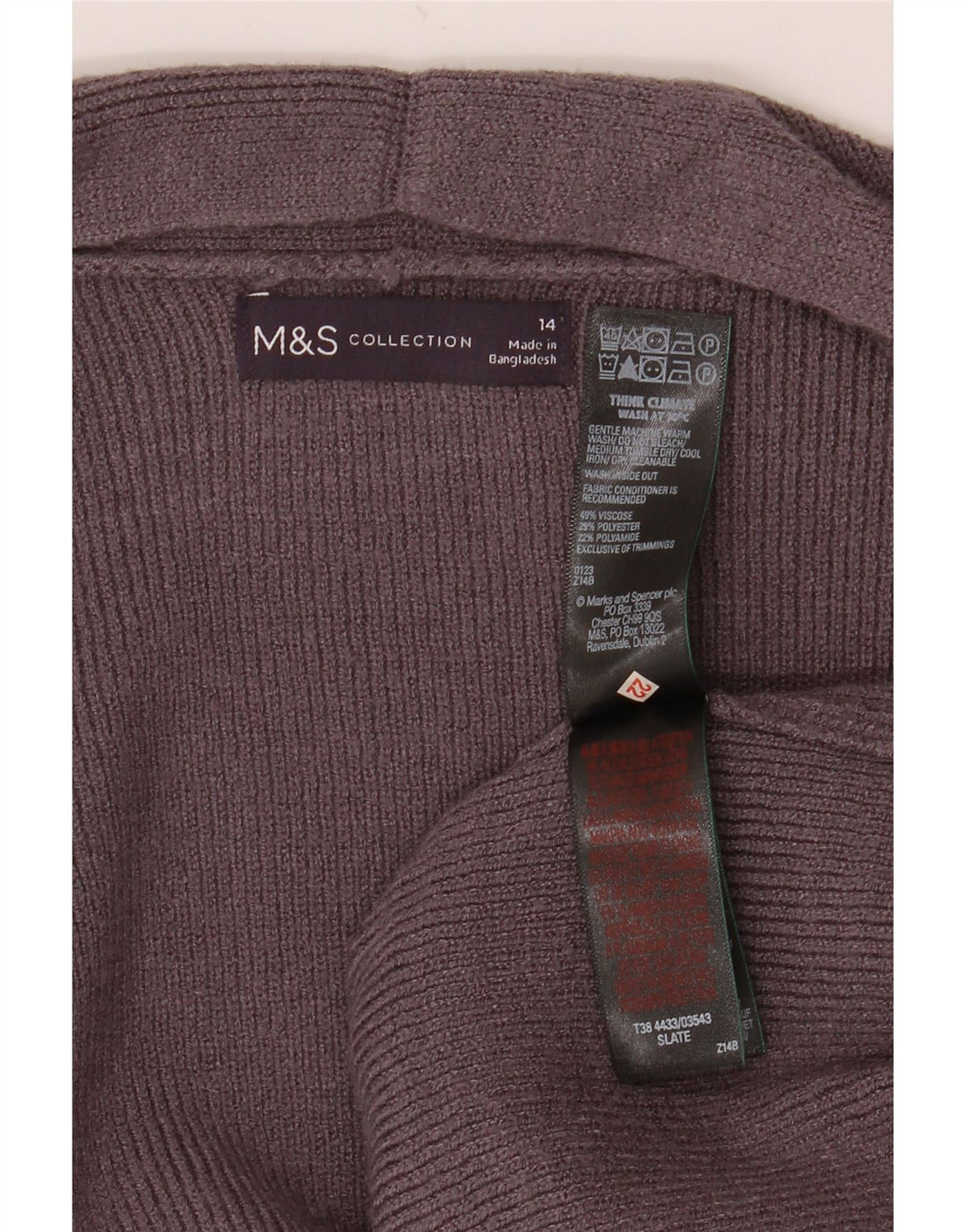 Maglione cardigan aperto lungo da donna Marks & Spencer UK 14 grande grigio