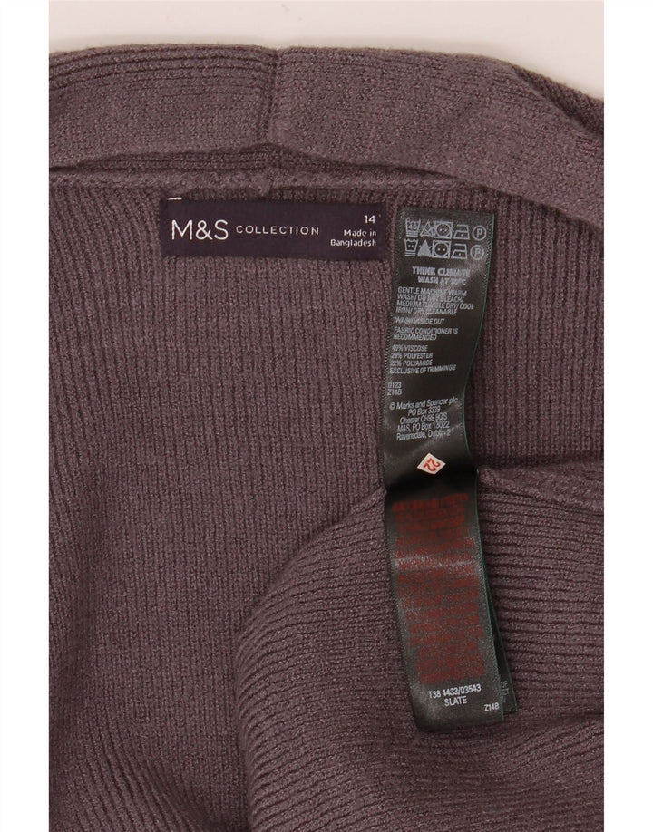 Maglione cardigan aperto lungo da donna Marks & Spencer UK 14 grande grigio