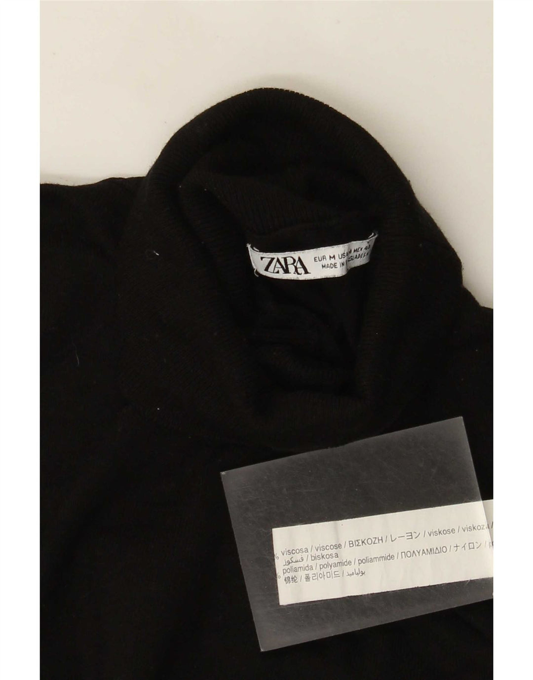 Maglione Zara da uomo con collo alto e viscosa nera media