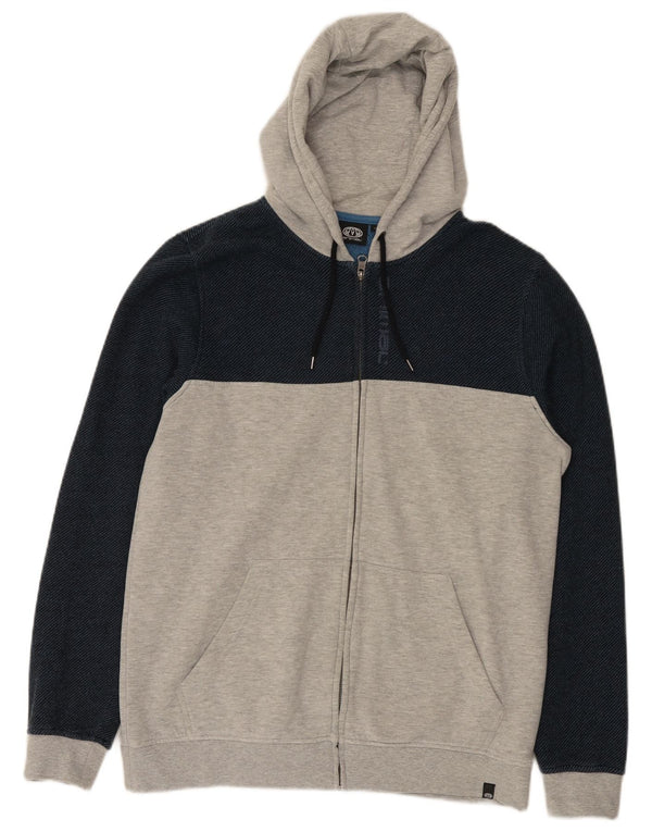 Maglione con cappuccio e zip da uomo Animal Large in cotone color block grigio